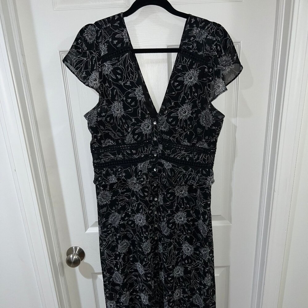 Express - Black Floral Maxi Dress (US 12)